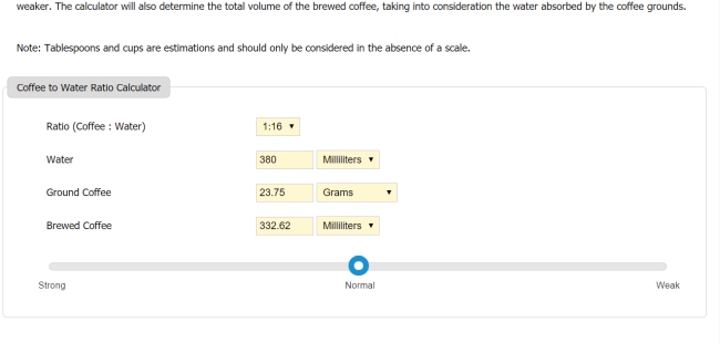 Coffee to Water Calculator